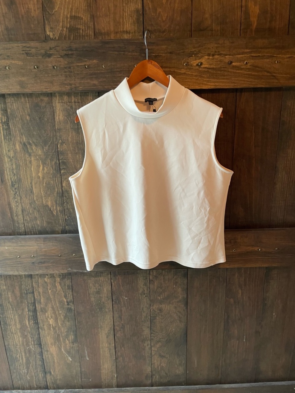 Coco + Carmen Sleeveless White Mock Neck Tank